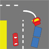 Look Out for large, heavy, turning vehicles